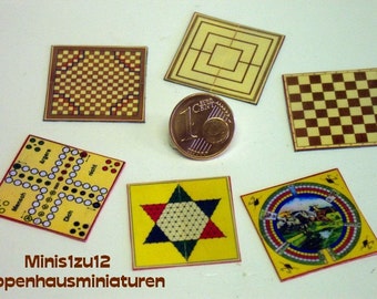 3007# Tableros de juego en miniatura - 6 piezas - Casa de muñecas - Escala 1:12