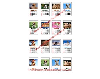 2203# Calendar 2027 with dog pictures - DIY - Doll house miniature in scale 1/12 or gnome