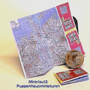 2701# Miniatur Straßenkarte Deutschland, Atlas  - Wichtel, Puppenhaus - Puppenstube - M1:12
