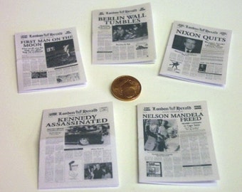 2015# Newspapers London Herald 5 Pc - doll house miniature in scale 1/12