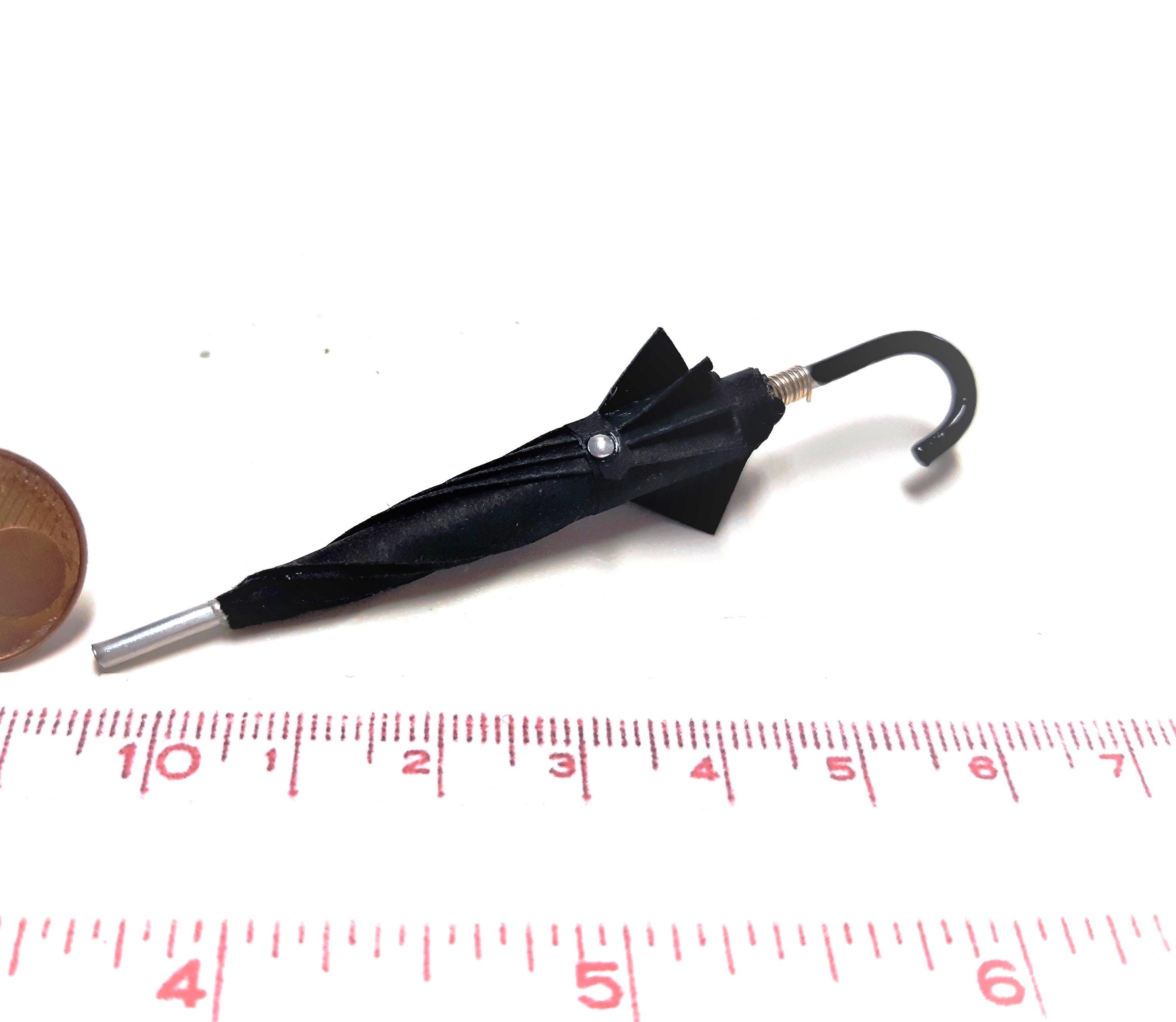 Abaodam 18-Zoll-Puppenschirm Aus Polyester & ABS – Miniatur-Regenschirm Als Dekoration Für Puppenhaus, Schwarz, Realistisches Zubehör
