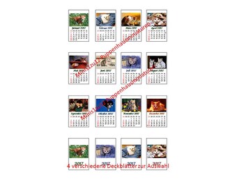2204# Calendar 2027 with cats pictures - DIY - Doll house miniature in scale 1/12 and gnome