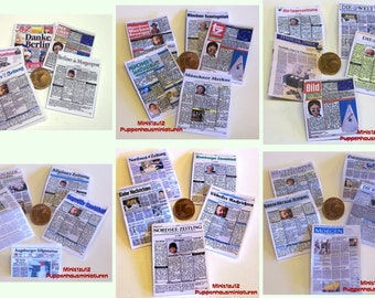 2003# 5 Periódicos en miniatura - Alemania - Casa de muñecas - M1:12 - Wichtel