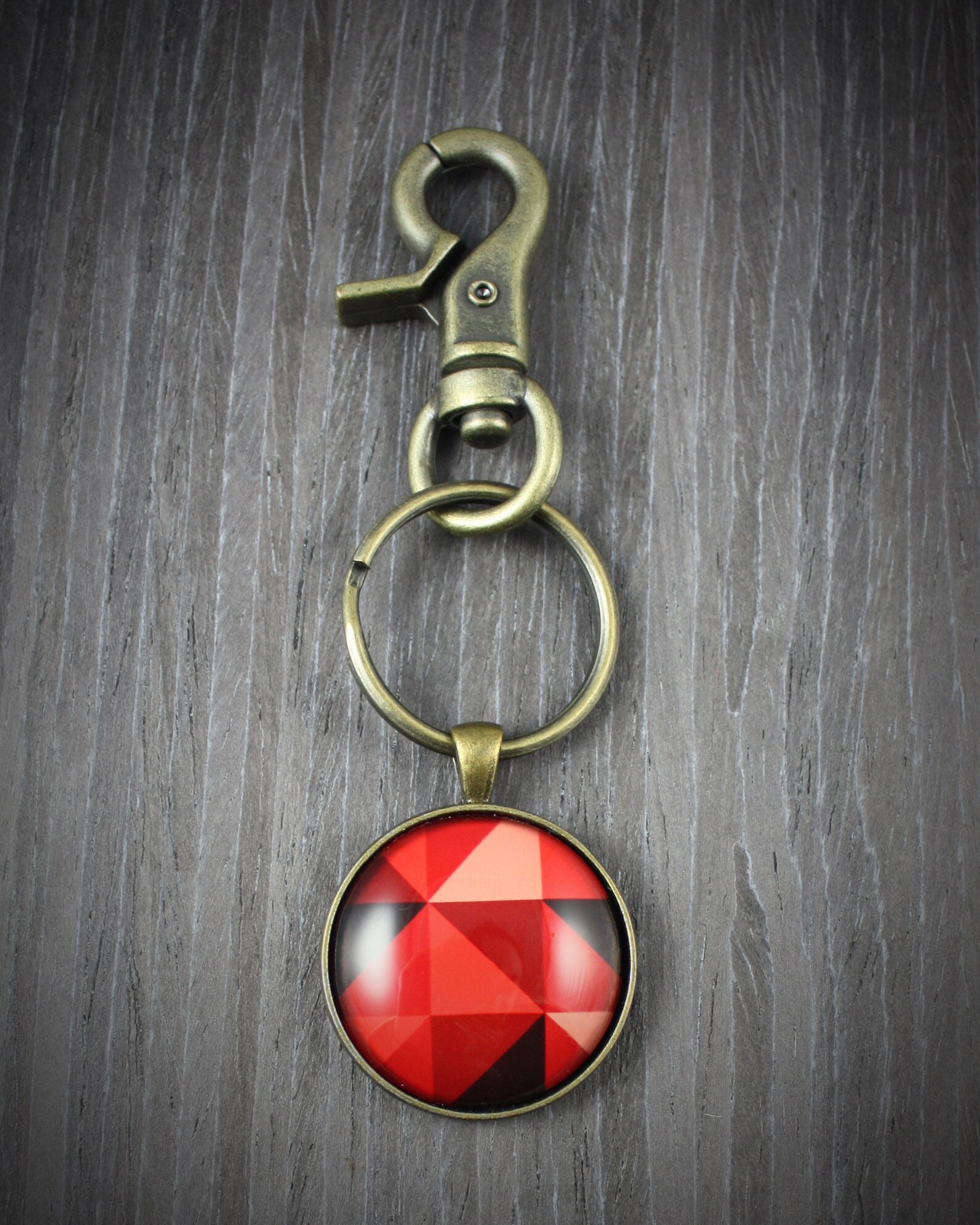 RED KEYCHAIN Red Pendant Red Key Ring Round Glass Tile Etsy