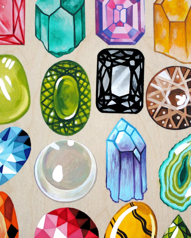 GEMSTONE PRINT Gemstone Art Gemstone Illustration Rainbow Etsy