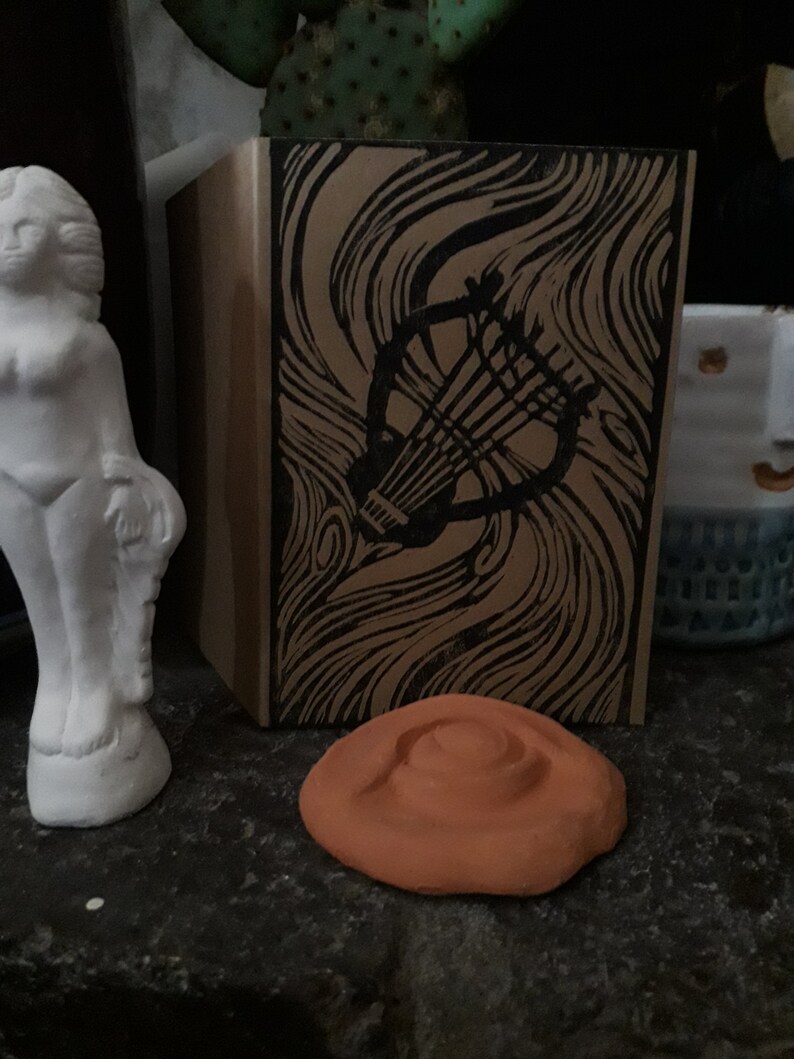 Block printing ink Orpheus' Lyre Lino Print Greetings Card | Etsy