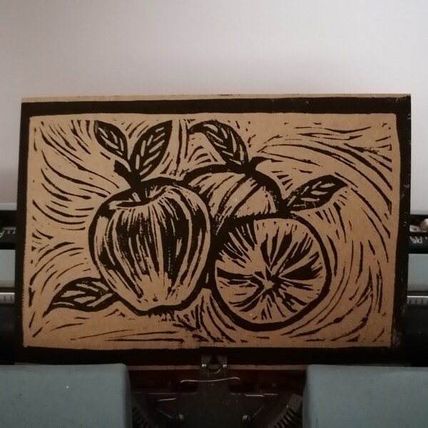 Atalanta's Apples Lino Print Card