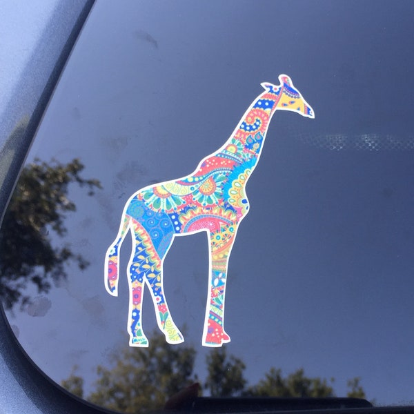 Giraffe sticker, printed laminated waterproof outdoor vinyl car laptop mirror decal - 3 patterns to choose from!