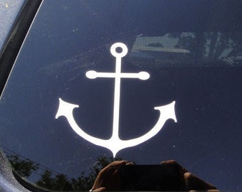 Anchor car sticker - your choice of white or pink vinyl, retro tattoo style mirror window laptop decal