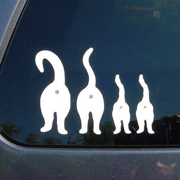Pegatinas de vinilo únicas para coche de la familia de gatos, divertidas pegatinas para el trasero del gato en el exterior.