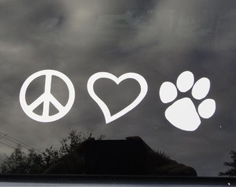 Peace Love Dogs Paw Print Car Decal Vinyl Sticker 7" *F81 Puppies Breeder Laptop 