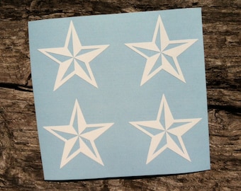 Mini Nautical Star stickers, set of 4 or 8 - vintage retro tattoo style decals, tan line, tanning stencils, phone, mirror, door, window