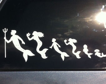 Mermaid Family car stickers 1 to 10 family members unique beach merman mercat merdog merbaby waterproof outdoor vinyl decals
