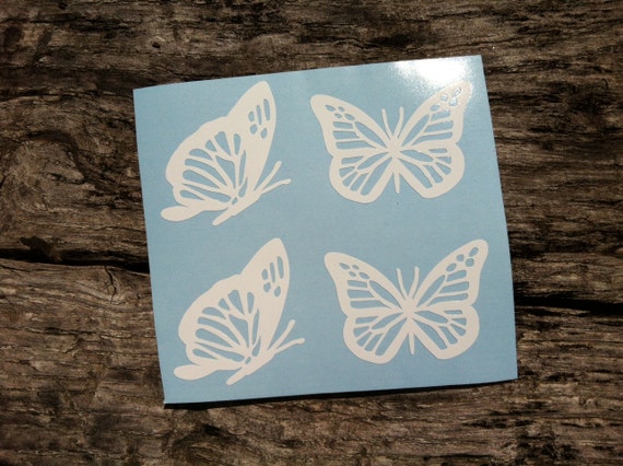 Mini Butterfly stickers - Set of 4 or 8. Boho cottagecore vinyl decals for phone, mirror, laptop, tan line tanning bed decals