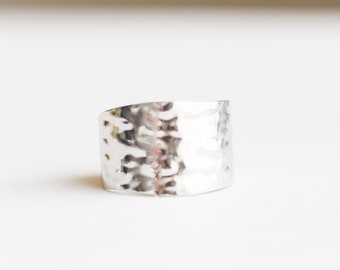 Hammered Band Ring, Silver Chunky Band Ring, Adjustable Band Ring, Large Band Ring, Statement Band Ring, Everyday Band Ring, Sister Gift