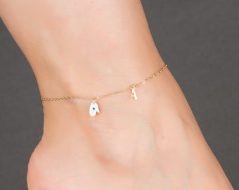 Gold Initial Anklet • Eye Anklet • Personalized Anklet • Evil Eye Anklet • Bridesmaid Personalized • Foot Jewelry, 0095AM