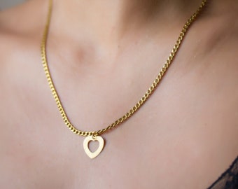 Gold Herz Halskette, Herz Kette Halskette, zierliche Layered Halskette, Liebe Halskette, Gourmet Kette Halskette, Jahrestag Geschenk, Freundin Geschenk