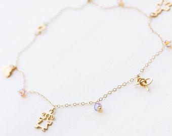 Kids Anklet with Swarovski, Baby Anklet, Baby bracelet, Baptism Gift, Baby shower gift, Gold Ankle bracelet, Flower Girl Gift