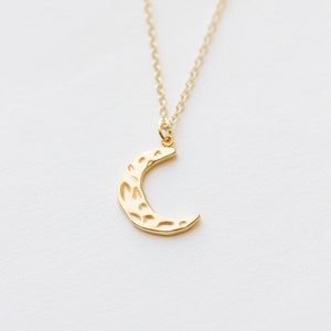 Gold Moon Necklace, Crescent Moon Necklace, Celestial Necklace, Long Gold Necklace, Gold Pendant, Moon Jewelry, Best Friend Gift