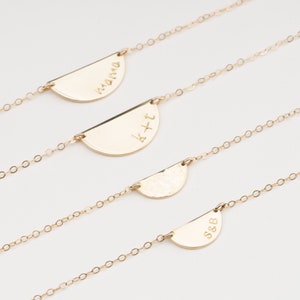 Personalized Half Moon Necklace, Half Circle Necklace, Christmas present for daughter, Moon Necklace, Custom Personalized Mom Necklace