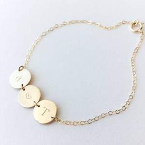 Pulsera con inicial • Pulsera con discos en oro rosa y plata de ley • Pulsera con discos múltiples • Regalo personalizado / 0090BM