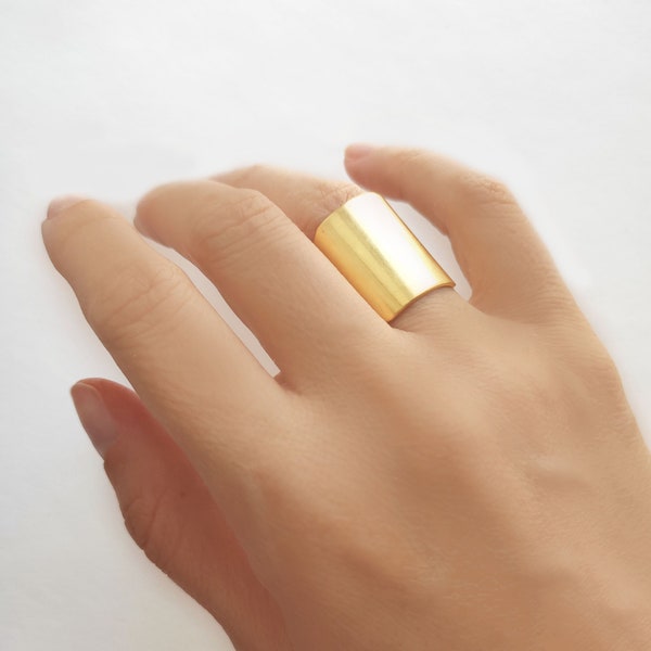 Gold Band ring, Wide Band Ring, Wide Cuff Ring, Wide Band Rings for Women, Adjustable Band Ring, Cuff Ring, Thumb Ring, Gold Cuff Ring