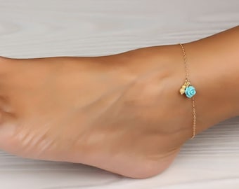 Gold Ankle Bracelet, Turquoise anklet, Rose gold anklet, Gold Dainty anklet, Anklet, Bridesmaid anklet, Best Friend anklet