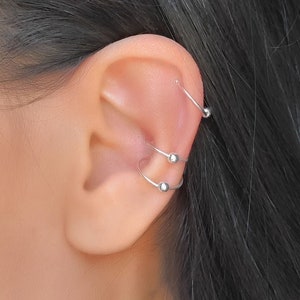 Sterling Silver Midi ring, Ear Cuffs, Pinky ring, Ear Wrap Earrings, Small Silver Hoop earrings, Ear Cuffs No Piercing