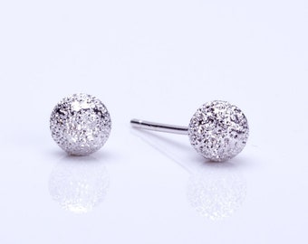 Sterling silver stud earrings, tiny sterling silver studs, brushed silver earrings, round earrings, circle stud earrings, wedding, "Maia"