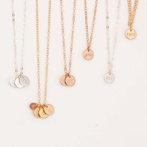 14k gold filled Initial Necklace, Personalized Disc Necklace, Tiny Initial Necklace, Sterling silver Personalized Necklace, Mother present