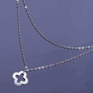 Sterling Silver Clover Necklace, Silver Double Strand Necklace, Clover ...