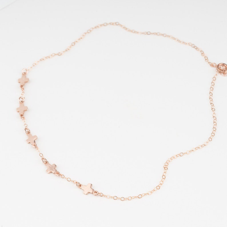 Cross Choker Necklace \u2022 Tiny Cross Choker \u2022 Choker in 14k Gold Filled \u2022 Rose Gold Dainty Choker \u2022 Mothers Day Gift \u2022 Charm Necklace \u2022 0301NM