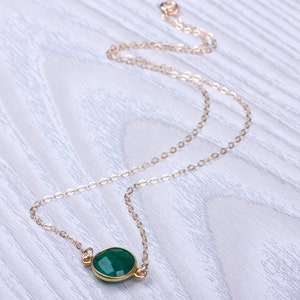 Emerald green necklace, gemstone necklace, single stone necklace, bridal necklace, bridesmaid gifts, green stone necklace, may birthstone necklace,