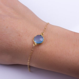 [Julie Vos] Colette Delicate Bracelet-Gold-Chalcedony Blue