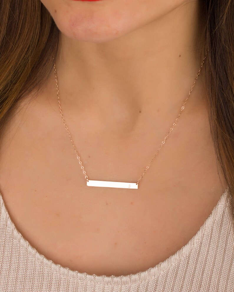 Personalized Bar Necklace Initial Bar Necklace Gold Bar Etsy