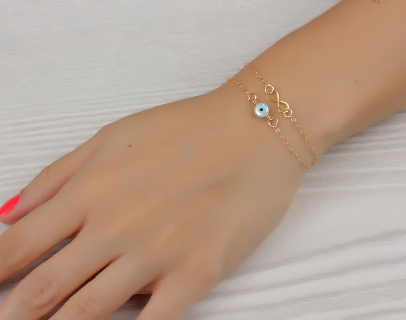 Gold Evil Eye Bracelet Double Infinity Bracelet Evil Eye Etsy
