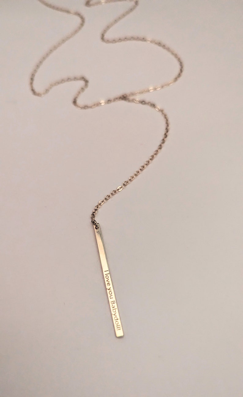 Personalized Bar Drop Necklace Y Necklace in 14k Gold filled Silver or Rose Gold fill Chain Lariat Necklace Dainty Bar Necklace 0273NM image 3