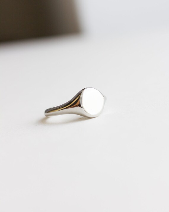 Silver Signet Ring, Modern Pinky Ring - Etsy