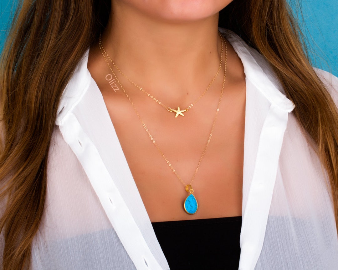 Starfish Necklace / Gold Starfish Necklace / Beach Wedding / Beach ...