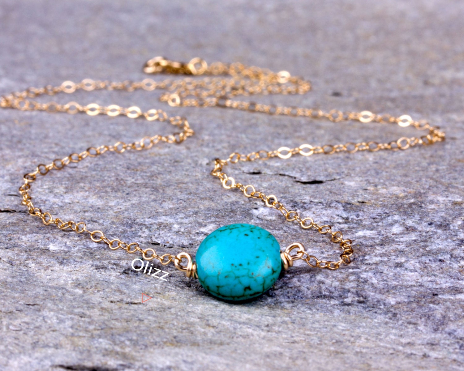 Turquoise Necklace / Gold Turquoise Necklace / Bridesmaid Etsy