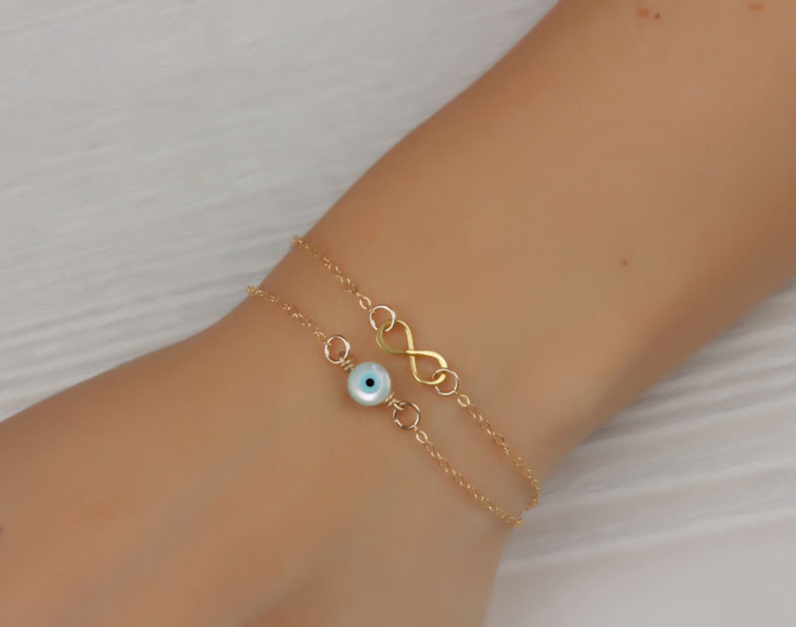 Gold evil eye bracelet double infinity bracelet evil eye Etsy