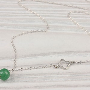 Aventurine necklace,  clover necklace, green aventurine necklace, Natural Stone Pendant, tiny charm pendant, asymmetric pendant, "Endeis