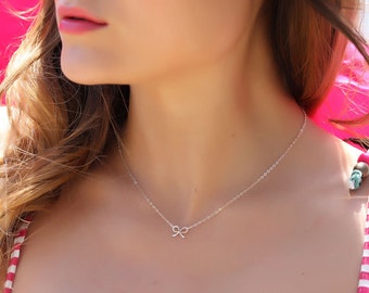 Details about   Mini Bow Charm Necklace Ribbon Bow Pendant Gifts ideas Minimalist Necklace 