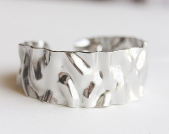 Hammered Cuff Bracelet, Bohemian Cuff Bracelet, Open Cuff Bracelet, Stacking Cuff, Silver Bangle, Bohemian Jewelry, Daughter Gift