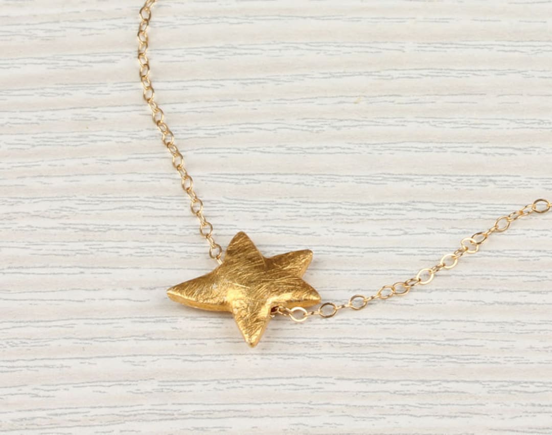 Starfish Necklace / Star Necklace Gold / Brushed Gold Necklace - Etsy