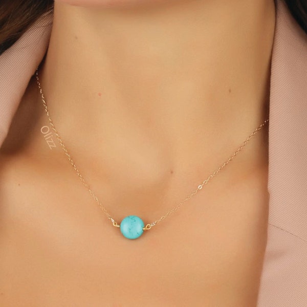 Turquoise necklace / Gold Turquoise Necklace / Bridesmaid necklace/ Long Turquoise necklace / Bridal jewelry / 14k Gold filled | Antiope