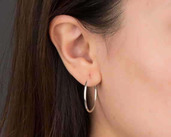 Medium Thick Silver Hoop Earring Hoop Earrings Clasp Hoop - Etsy | Silver  hoops, Silver hoop earrings medium, Silver hoop earrings