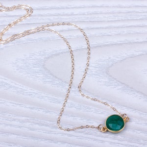 Emerald green necklace, gemstone necklace, single stone necklace, bridal necklace, bridesmaid gifts, green stone necklace, may birthstone necklace,