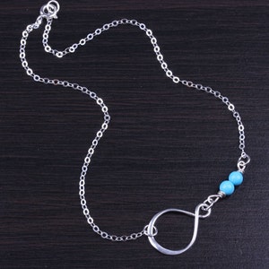 Infinity Turquoise Anklet Bracelet With Bell Stone Handmade Brass