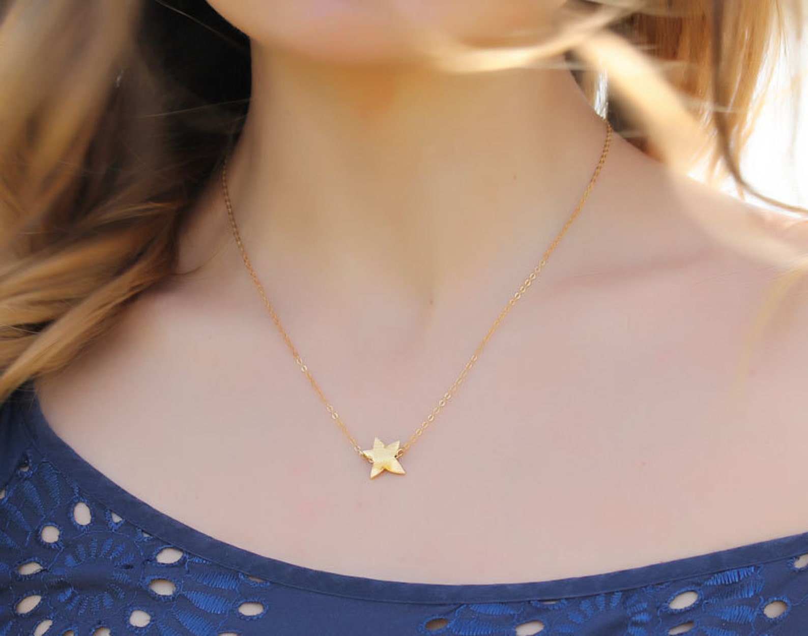 Starfish Necklace / Star Necklace Gold / Brushed Gold Necklace - Etsy